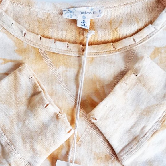 Yellow Cotton Distressed Tie Dye Jogger Set - Picture 6 of 7